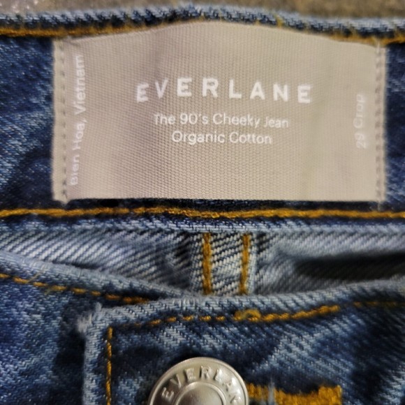Everlane The 90s Cheeky Straight Jeans 100% Organic Cotton 29 Crop Stone defect - Picture 6 of 14